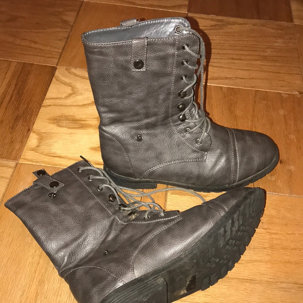 Grey combat boots
